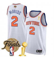 New Yok Knicks  2 Miles McBride White 2026 Finals Patch And Finals Champions Patch Association Edition Stitched Basketball Jersey
