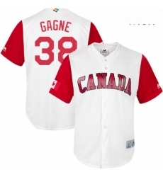 Mens Canada Baseball Majestic 38 Eric Gagne White 2017 World Baseball Classic Replica Team Jersey