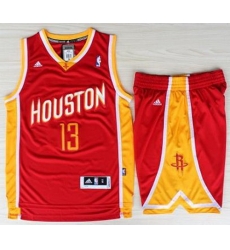 Houston Rockets 13 James Harden Red Throwback Revolution 30 Swingman Jerseys Shorts NBA Suits