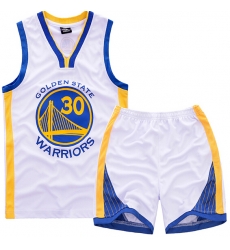 Youth NBA Golden State Warriors 30# Steve Curry White Suit Sets