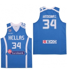 NBA Giannis Antetokounmpo 34 Hellas Eurobank Greece Jerseys Blue