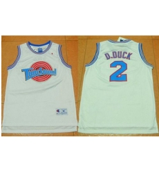 Space Jam Tune Squad #2 Daffy Duck White Movie Stitched Basketball Jersey