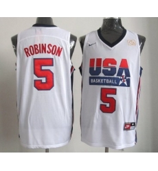 1992 Olympics Team USA 5 David Robinson White Swingman Jersey 