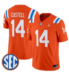 Men Florida Gators 14 Jordan Castell Orange 1960s Throwback F U S E Vapor Limited Stitched Football Jersey Men Florida Gators 14 Jordan Castell Orange 1960s Throwback F U S E Vapor Limited Stitched Football Jersey