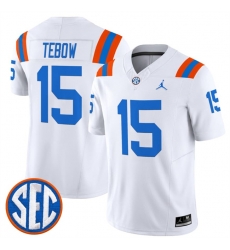 Men Florida Gators  15 Tim Tebow White  1960s Throwback  F U S E  Vapor Limited Stitched Football Jersey