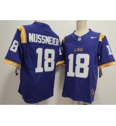 Men LSU Tigers#13 Garrett Nussmeier #18 Purple F U S E Jersey