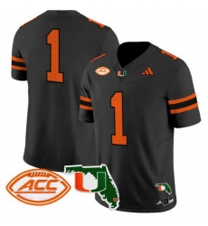 Men Miami Hurricanes 1 Black F U S E With Patch Stitched Football Jersey Men Miami Hurricanes 1 Black F U S E With Patch Stitched Football Jersey