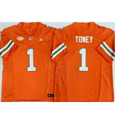 Men Miami Hurricanes 1 Malachi Toney Orange F U S E Stitched Football Jersey Men Miami Hurricanes 1 Malachi Toney Orange F U S E Stitched Football Jersey