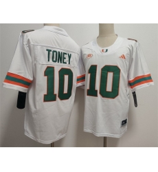 Men Miami Hurricanes 10 Malachi Toney White Stitched Football Jersey Men Miami Hurricanes 10 Malachi Toney White Stitched Football Jersey