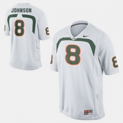 Men Miami Hurricanes Duke Johnson College Football White Jersey