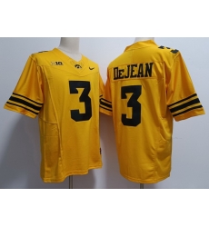 Men Iowa Hawkeyes Cooper DeJean #3 Yellow Stitched NCAA Jersey