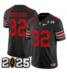 Men's Ohio State Buckeyes #32 TreVeyon Henderson Black 2025 CFP Final Patch F.U.S.E. Vapor Limited Stitched Football Jersey