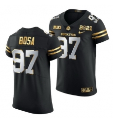 Ohio State Buckeyes Nick Bosa Black 2021 College Football Playoff Championship Golden Authentic Jersey