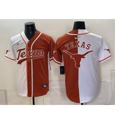 Men Texas Longhorns Team Big Logo White Orange Split Stitched Jersey Men Texas Longhorns Team Big Logo White Orange Split Stitched Jersey