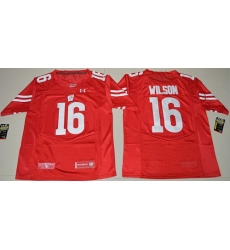 Badgers #16 Russell Wilson Red Under Armour Stitched NCAA Jersey