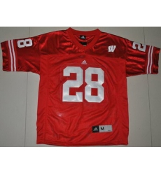 Badgers #28 Montee Ball Red Embroidered NCAA Jersey