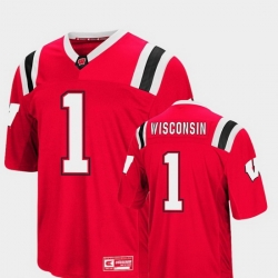 Men Wisconsin Badgers 1 Red Foos Ball Football Colosseum Jersey