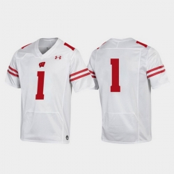 Men Wisconsin Badgers 1 White Replica College Football Jersey