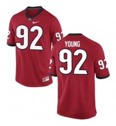 Men Georgia Bulldogs #92 Justin Young College Football Jerseys-Red