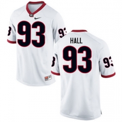 Men Georgia Bulldogs #93 Carson Hall College Football Jerseys-White