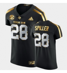 Men Texas A&M Aggies Isaiah Spiller Golden Edition Black Authentic Jersey