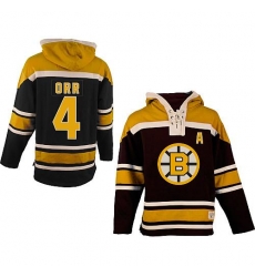 Bruins #4 Bobby Orr Black Sawyer Hooded Sweatshirt Stitched NHL Jersey