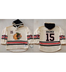 Men Chicago Blackhawks 15 Artem Anisimov Cream Heavyweight Pullover Hoodie Stitched NHL Jersey