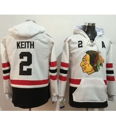 Men Chicago Blackhawks 2 Duncan Keith White Name  26 Number Pullover NHL Hoodie