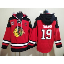 Men Chicago Blackhawks Jonathan Toews 19 Red Stitched NHL Hoodie