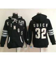 Los Angeles Kings 32 Jonathan Quick Black Women Old Time Heidi Hoodie