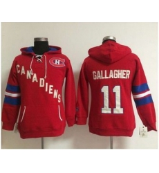 Women Montreal Canadiens 11 Brendan Gallagher Red Old Time Heidi NHL Hoodie