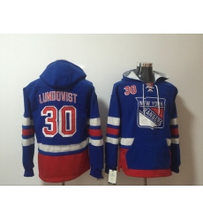 Men New York Rangers Henrik Lundqvist 30 Blue Stitched NHL Hoodie II