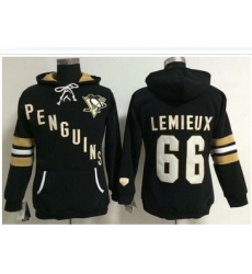 Women Pittsburgh Penguins 66 Mario Lemieux Black Old Time Heidi NHL Hoodie