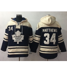 Maple Leafs #34 Auston Matthews Blue Sawyer Hooded Sweatshirt Stitched NHL Jersey