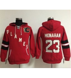 Women Calgary Flames 23 Sean Monahan Red Old Time Heidi NHL Hoodie