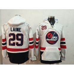 Men Winnipeg Jets 29 Patrik Laine White Stitched Hoodie