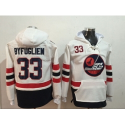 Men Winnipeg Jets 33 Dustin Byfuglien White Stitched Hoodie