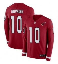 Nike Cardinals 10 DeAndre Hopkins Red Team Color Men Stitched NFL Limited Therma Long Sleeve Jersey