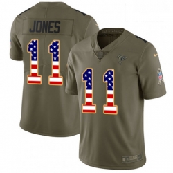 Men Nike Atlanta Falcons 11 Julio Jones Limited OliveUSA Flag 2017 Salute to Service NFL Jersey