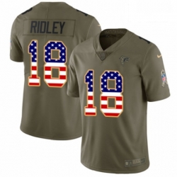 Men Nike Atlanta Falcons 18 Calvin Ridley Limited Olive USA Flag 2017 Salute to Service NFL Jersey