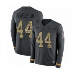 Men Nike Atlanta Falcons 44 Vic Beasley Limited Black Salute to Service Therma Long Sleeve NFL Jersey