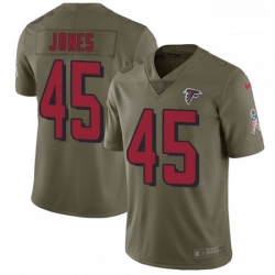 Men Nike Atlanta Falcons 45 Deion Jones Limited Olive 2017 Salute to Service NFL Jersey