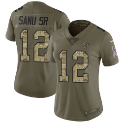 Nike Falcons #12 Mohamed Sanu Sr Olive Camo Womens Stitched NFL Limited 2017 Salute to Service Jersey