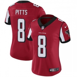 Women Nike Atlanta Falcons 8 Kyle Pitts Red Team Color Women Stitched NFL Vapor Untouchable Limited Jersey