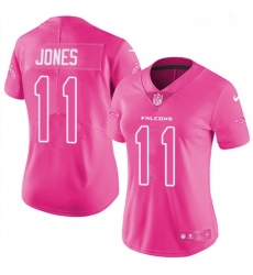 Womens Nike Atlanta Falcons 11 Julio Jones Limited Pink Rush Fashion NFL Jersey