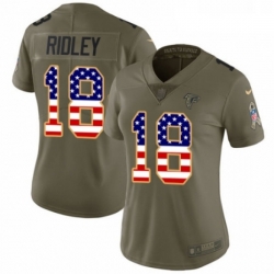 Womens Nike Atlanta Falcons 18 Calvin Ridley Limited Olive USA Flag 2017 Salute to Service NFL Jersey