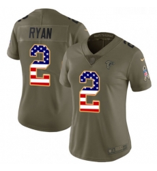 Womens Nike Atlanta Falcons 2 Matt Ryan Limited OliveUSA Flag 2017 Salute to Service NFL Jersey