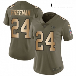 Womens Nike Atlanta Falcons 24 Devonta Freeman Limited OliveGold 2017 Salute to Service NFL Jersey