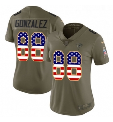 Womens Nike Atlanta Falcons 88 Tony Gonzalez Limited OliveUSA Flag 2017 Salute to Service NFL Jersey