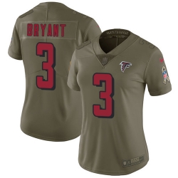 Womens Nike Falcons #3 Matt Bryant Olive  Stitched NFL Limited 2017 Salute to Service Jersey